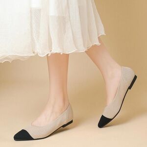 Chic Beige and Black Women's Loafers